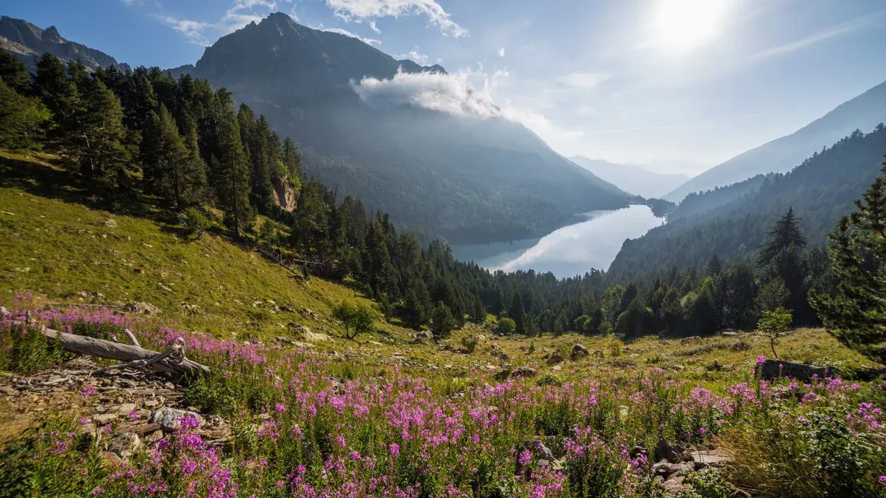 A glacial lake ringed by granite peaks in the Aigüestortes National Park