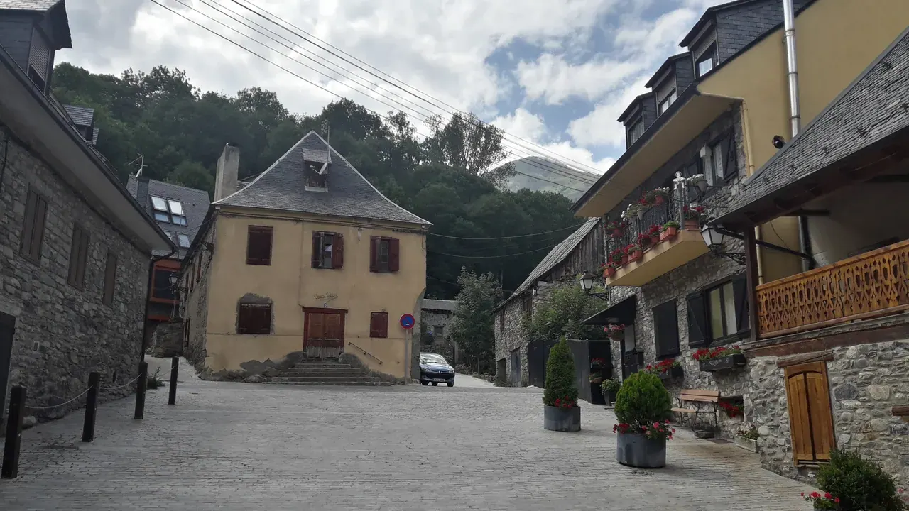 The town of Vielha, capital of the Val d'Aran, beneath the Pyrenees